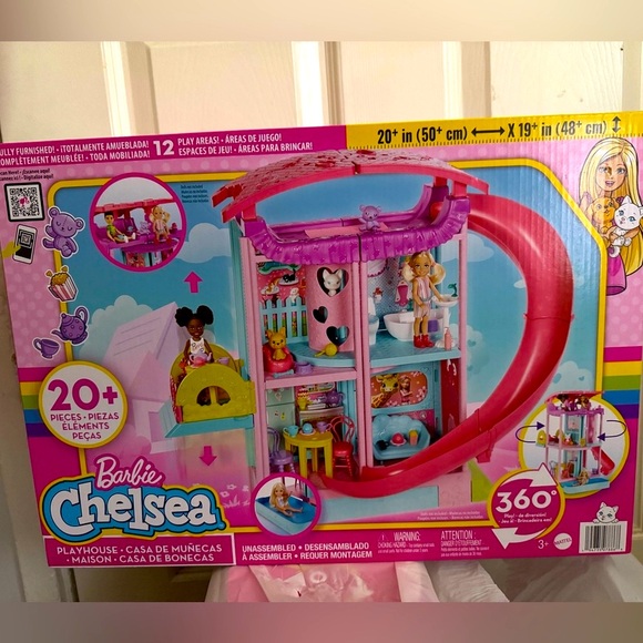 NWT!Barbie Chelsea Pink 360 degrees 20+ Pieces Playhouse Size 20" x 19" - Picture 1 of 4